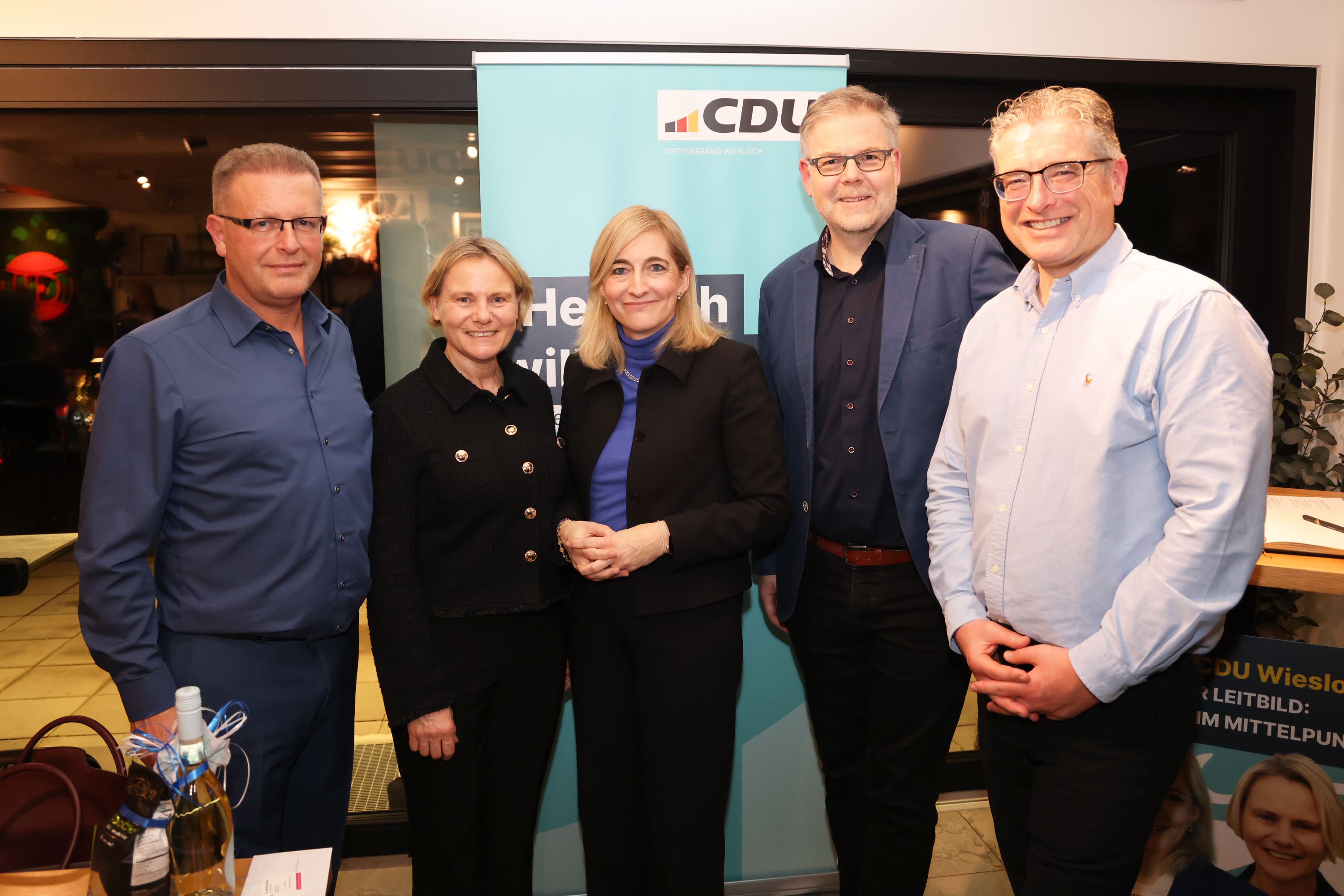 Agim Berisha, Christiane Staab (MdL), Bundesgesundheitsministerin Nina Warken, Dr. Clemens Kriesel, Michael Wanner (Stadtverbandsvorsitzender CDU Wiesloch)