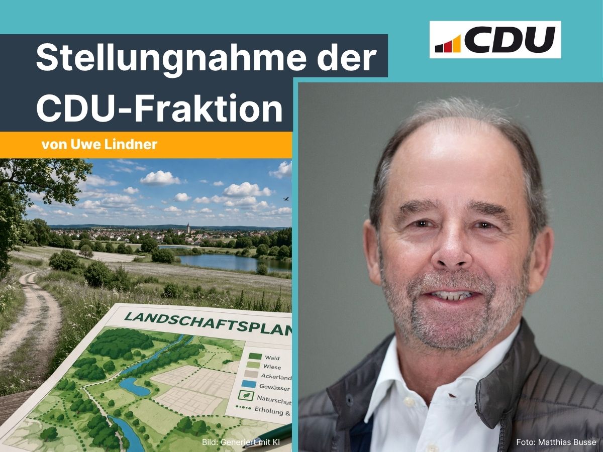 Uwe Lindner nimmt Stellung zur Erstellung eines Landschaftsplanes | Bild: Generiert mit KI, Portrait: Matthias Busse