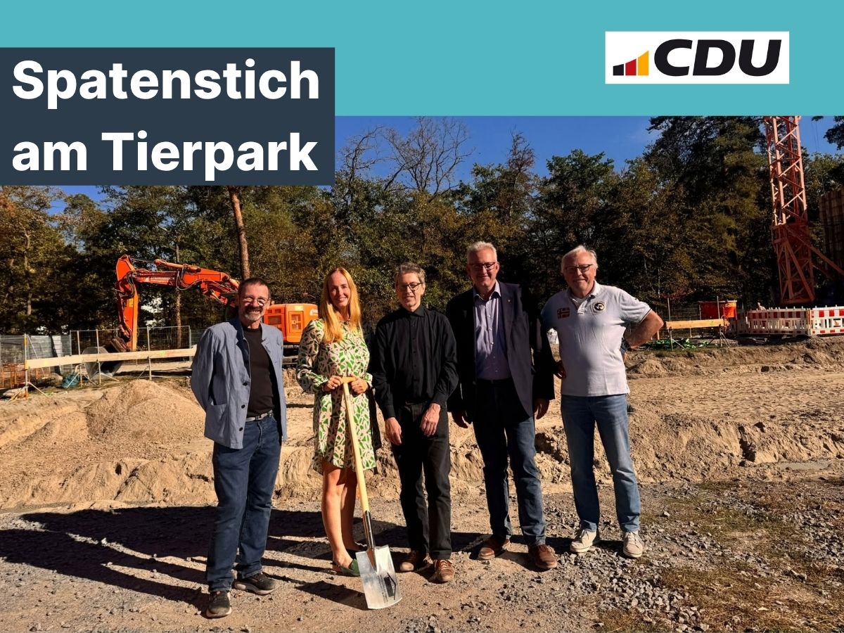 Spatenstich f�r das Betriebsgeb�ude des Tierparkts mit Katrin Siebold, Dr. Joachim Ullmann und B�rgermeister Renschler