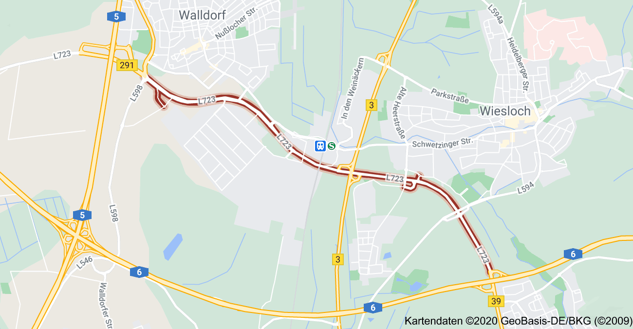 Straßenabschnitt der L723 (Google Maps) 