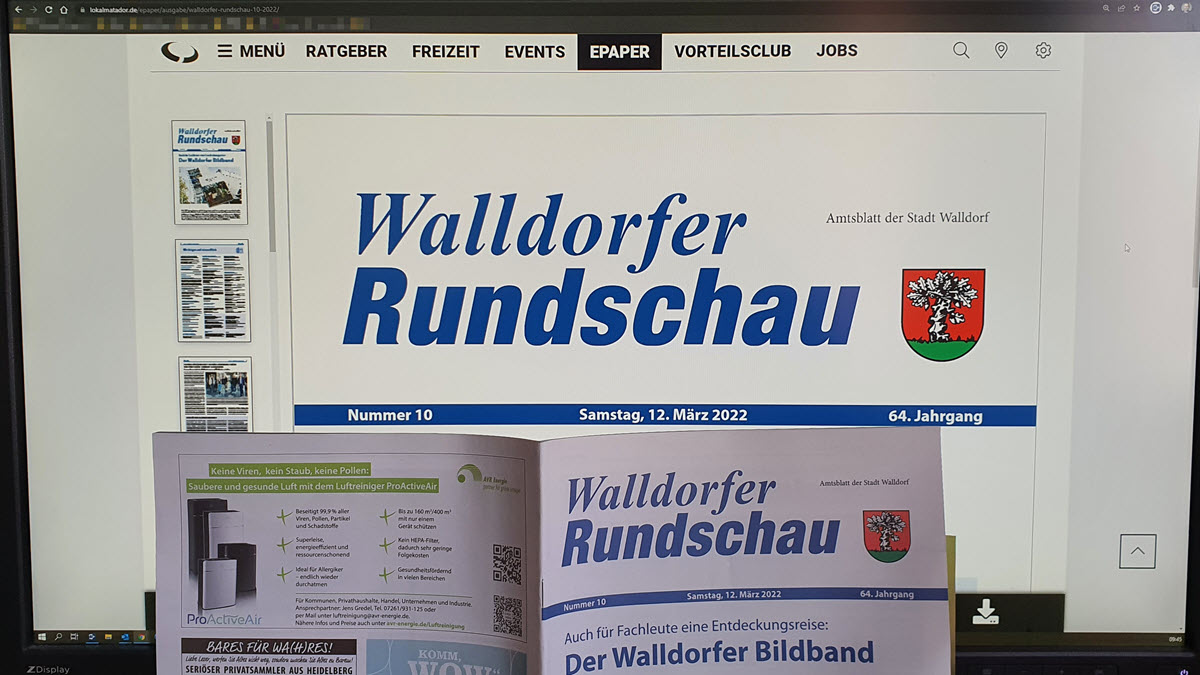 Die Walldorfer Rundschau Nr. 10 2022 als E-Paper und Printausgabe | Foto: Dr. Clemens Kriesel